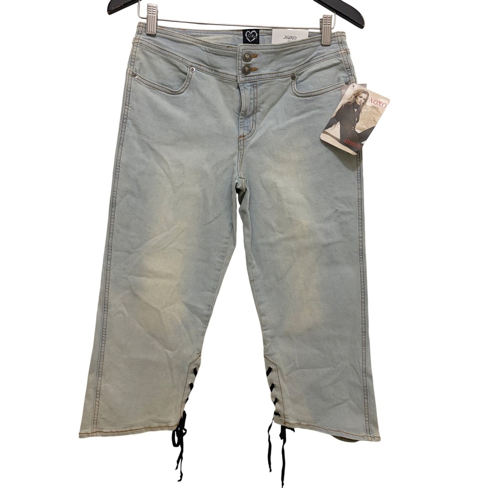 NEW XOXO Jean Capri Pants Light Wash Juniors 11/12 28" Waist Y2K 2000s USA Made